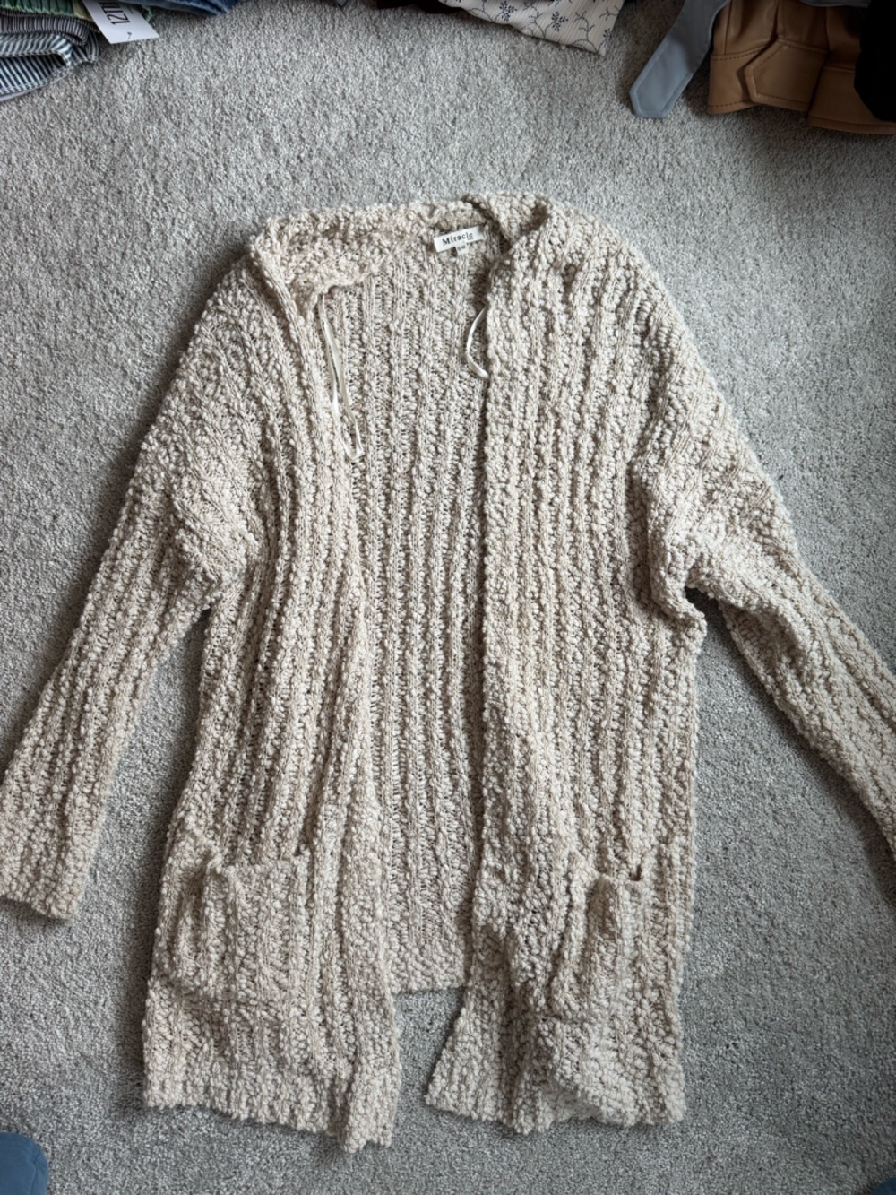 Miracle Cream Textured Knit Cardigan